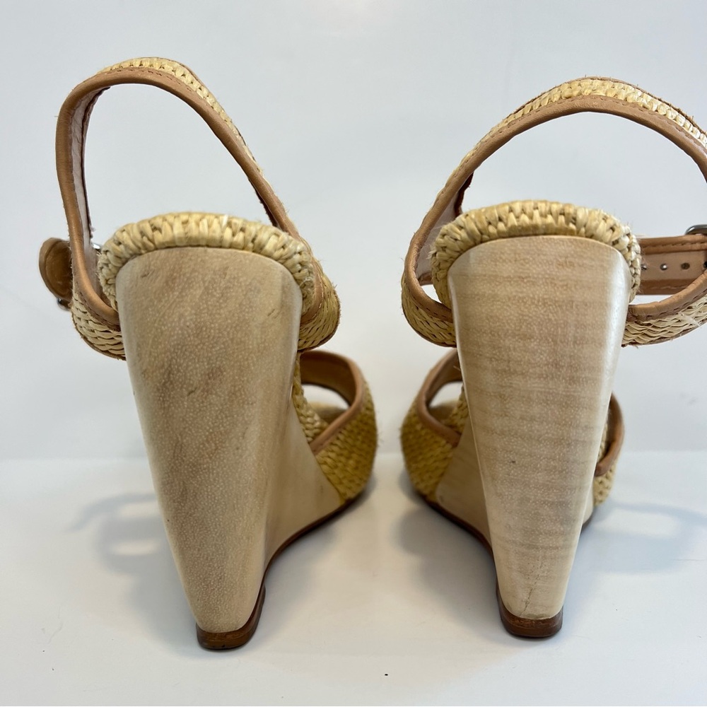 Loeffler Randall Raffia Peep Toe Wedges Size 9 - Picture 8 of 16